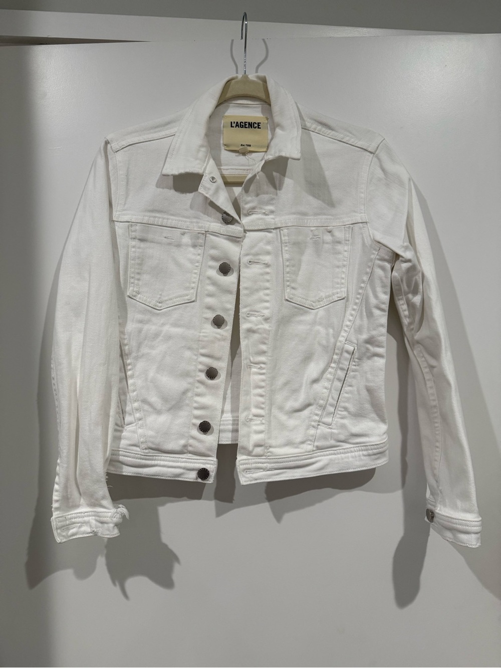 L’agence white denim jacket, xs